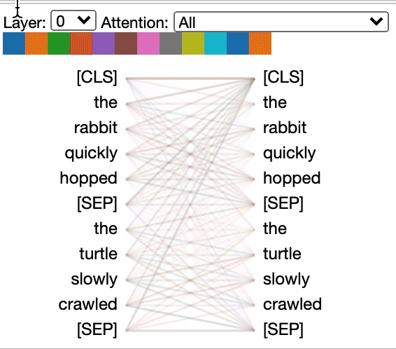 Attention visualization with BertViz